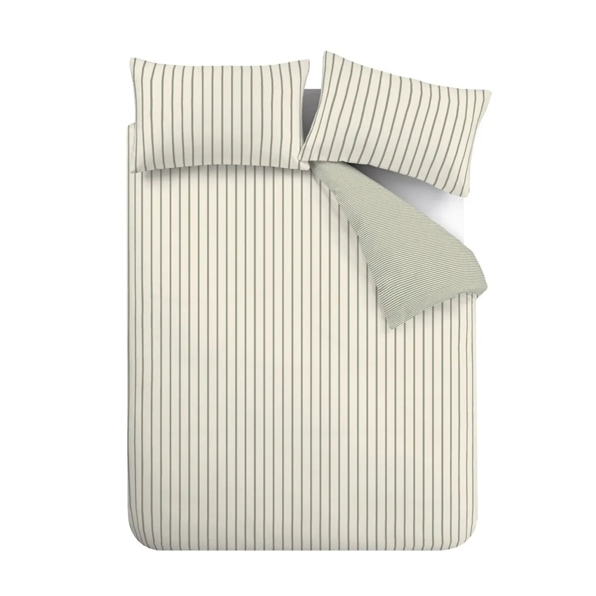 Bianca Hampton Stripe 200 Thread Count Cotton Reversible Duvet Cover Set - Green image 14