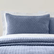 Bianca Attica Velvet Embroidered Blue Pillow Sham Pair