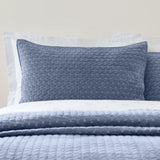 Bianca Attica Velvet Embroidered Blue Pillow Sham Pair