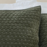 Bianca Attica Velvet Embroidered Blue Pillow Sham Pair 8