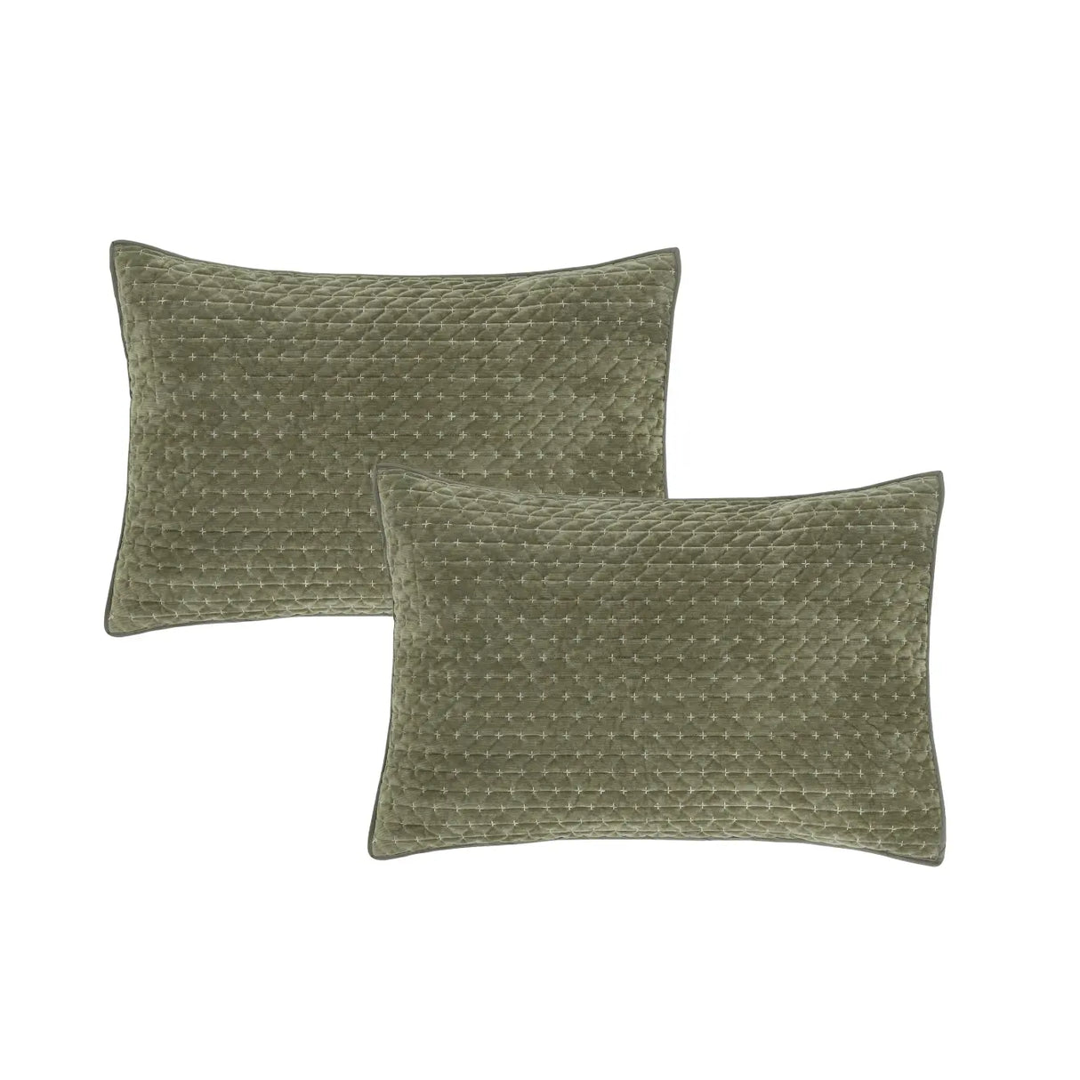Bianca Attica Velvet Embroidered Blue Pillow Sham Pair 9