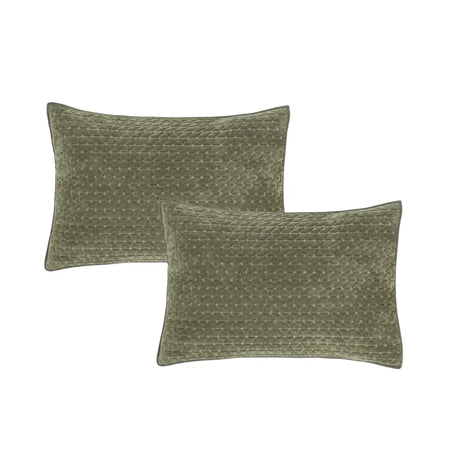 Bianca Attica Velvet Embroidered Blue Pillow Sham Pair 9
