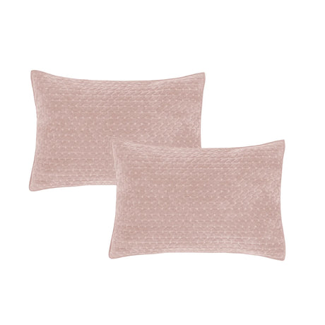 Bianca Attica Velvet Embroidered Blue Pillow Sham Pair 6