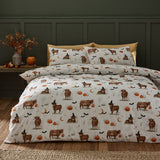 Catherine Lansfield Halloween Highland Cow Duvet Cover Set - Natural - Halloween Highland Cow Duvet Set