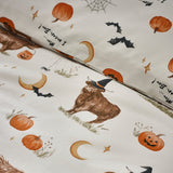 Catherine Lansfield Halloween Highland Cow Duvet Cover Set - Natural - Halloween Highland Cow Duvet Set