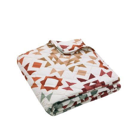 Catherine Lansfield Autumn Patchwork Bedspread - Natural - Autumn Patchwork Bedspread