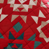Catherine Lansfield Christmas Patchwork Bedspread 220cm x 230cm - Red - Christmas Patchwork Bedspread