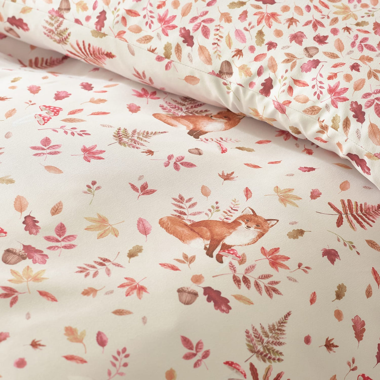 Catherine Lansfield Woodland Fox Duvet Cover Set - Natural - Woodland Fox Duvet Set