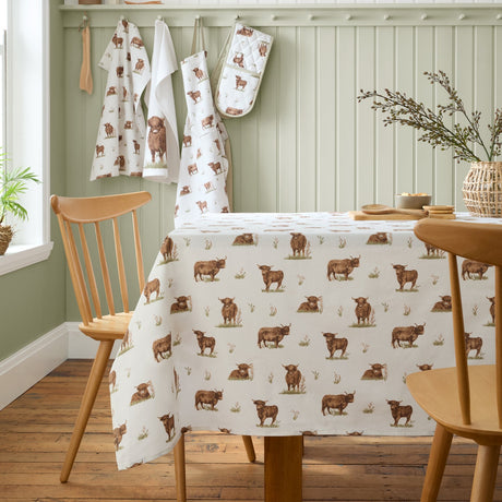 Catherine Lansfield Angus Highland Cow Throw - Natural - Angus Highland Cow Dining Group