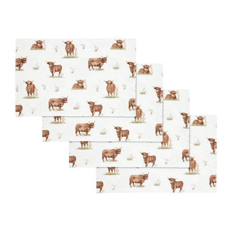 Catherine Lansfield Angus Highland Cow Placemat 4 Pack - Angus Highland Cow Placemats