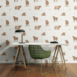 Catherine Lansfield Angus Highland Cow Natural Wallpaper - Angus Highland Cow Wallpaper