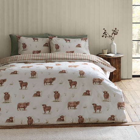 Catherine Lansfield Angus Highland Cow Duvet Cover Set - Natural - Angus The Highland Cow Duvet Set
