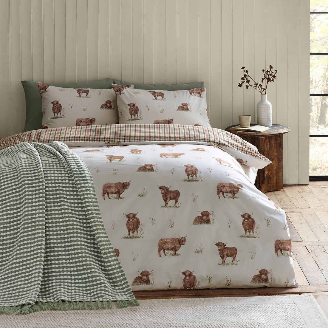 Catherine Lansfield Angus Highland Cow Duvet Cover Set - Natural