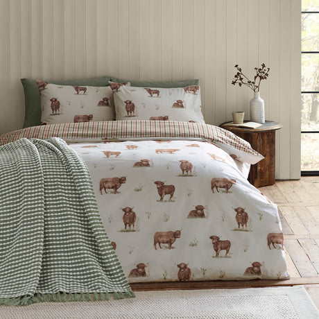 Catherine Lansfield Angus Highland Cow Duvet Cover Set - Natural