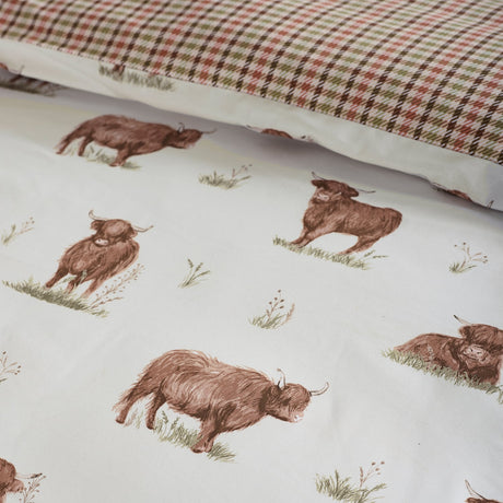 Catherine Lansfield Angus Highland Cow Duvet Cover Set - Natural - Angus The Highland Cow Duvet Set