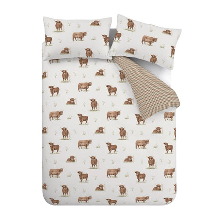 Catherine Lansfield Angus Highland Cow Duvet Cover Set - Natural - Angus The Highland Cow Duvet Set