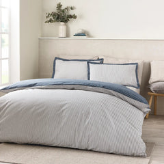 Catherine Lansfield Oxford Pinstripe Navy Blue Duvet Cover Bedding Set