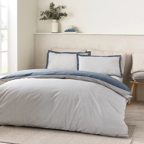 Catherine Lansfield Oxford Pinstripe Duvet Cover Set - Natural