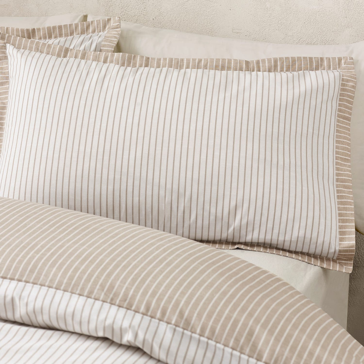 Catherine Lansfield Oxford Pinstripe Duvet Cover Set - Oxford Pinstripe Natural Duvet Set