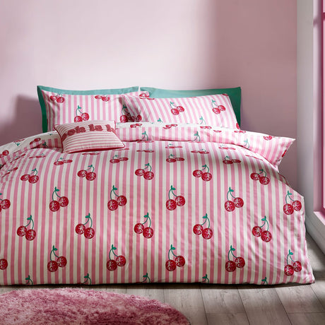 Catherine Lansfield Disco Cherries Duvet Cover Set - Pink