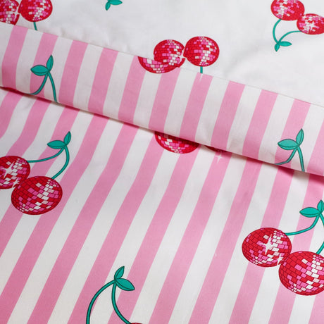 Catherine Lansfield Disco Cherries Duvet Cover Set - Pink - Disco Cherries Duvet Set