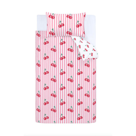 Catherine Lansfield Disco Cherries Duvet Cover Set - Pink - Disco Cherries Duvet Set Single