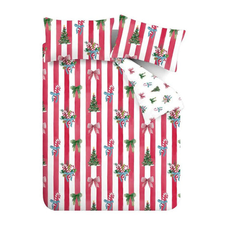 Catherine Lansfield Christmas Stripe Festive Duvet Cover Set 6