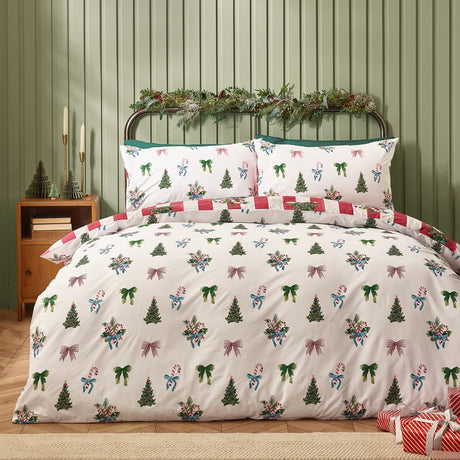 Catherine Lansfield Christmas Stripe Duvet Cover Set - Red - Christmas Stripe Duvet Set