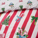 Catherine Lansfield Christmas Stripe Duvet Cover Set - Red - Christmas Stripe Duvet Set