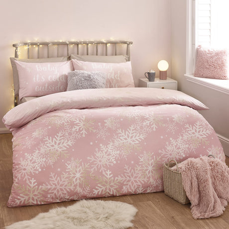 Baby It's Cold Outside Duvet Cover by Catherine Lansfield - Pink