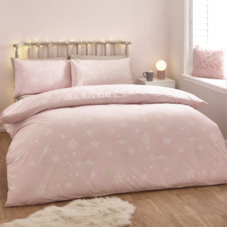 Baby It's Cold Outside Duvet Cover by Catherine Lansfield - Pink - Baby Its Cold Outside Duvet Set