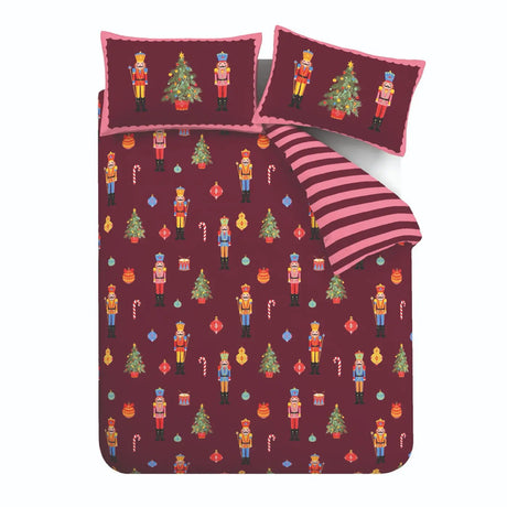 Catherine Lansfield Nutcracker Stripe Christmas Duvet Cover Set 6