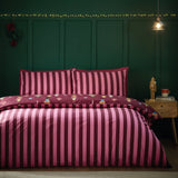 Catherine Lansfield Christmas Nutcracker Stripe Duvet Cover Set - Plum - Christmas Nutcracker Stripe