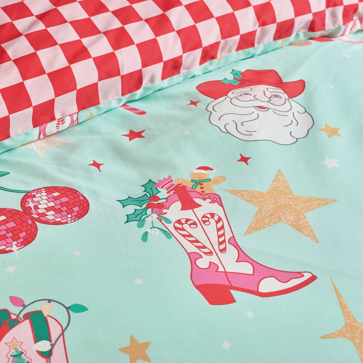 Catherine Lansfield Santa's Howdy Christmas Duvet Cover Set - Green - Santas Howdy Christmas Duvet Set