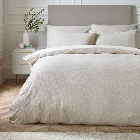 Catherine Lansfield Corded Leaves Duvet Cover Set - Champagne Gold