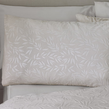 Catherine Lansfield Corded Leaves Duvet Cover Set - Champagne Gold - Corded Leaves Champagne Duvet Set