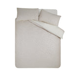 Catherine Lansfield Corded Leaves Duvet Cover Set - Champagne Gold - Corded Leaves Champagne Duvet Set