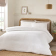 Catherine Lansfield Crinkle Seersucker Blue Duvet Cover Set - White