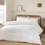Catherine Lansfield Crinkle Seersucker Blue Duvet Cover Set - Natural