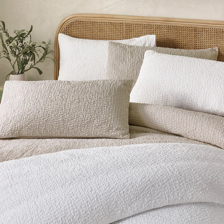 Catherine Lansfield Crinkle Seersucker Blue Duvet Cover Set - White image 4