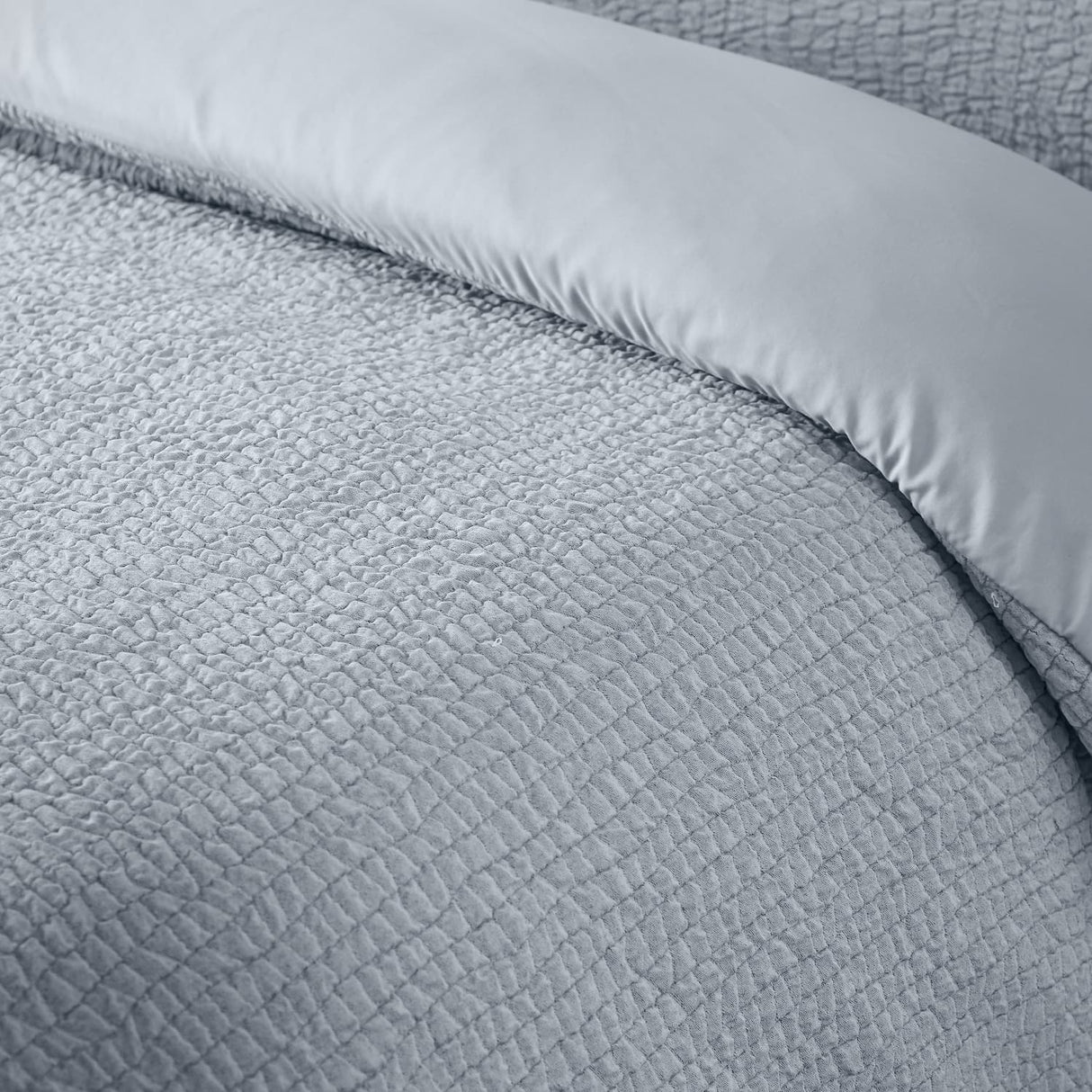 Catherine Lansfield Crinkle Seersucker Duvet Cover Set - Crinkle Seersucker Blue Duvet Set