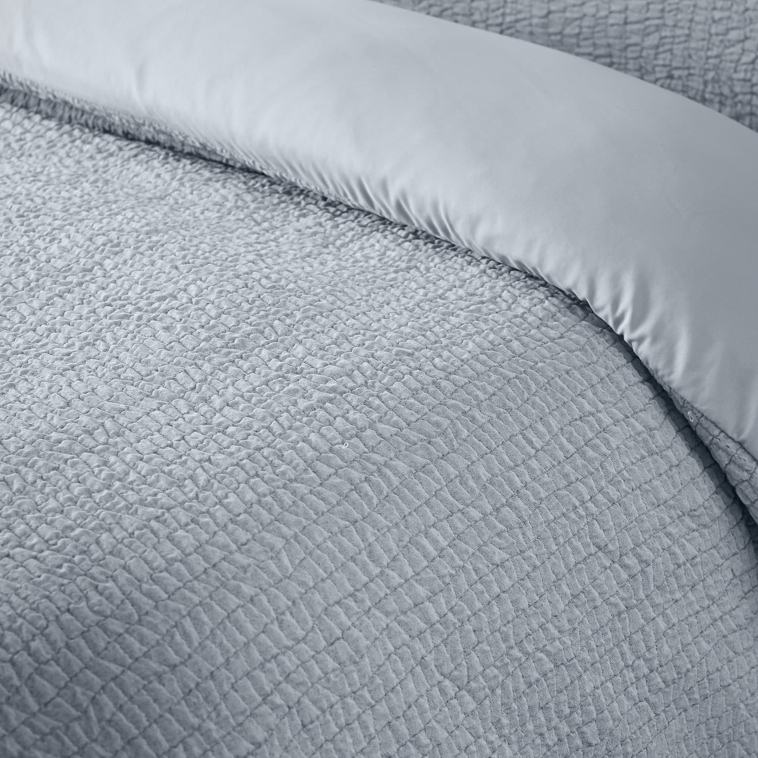 Catherine Lansfield Crinkle Seersucker Duvet Cover Set - Crinkle Seersucker Blue Duvet Set