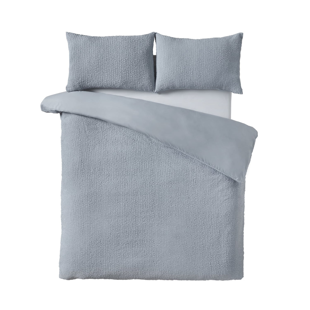 Catherine Lansfield Crinkle Seersucker Duvet Cover Set - Crinkle Seersucker Blue Duvet Set