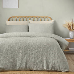 Catherine Lansfield Crinkle Seersucker Green Duvet Cover Bedding Set