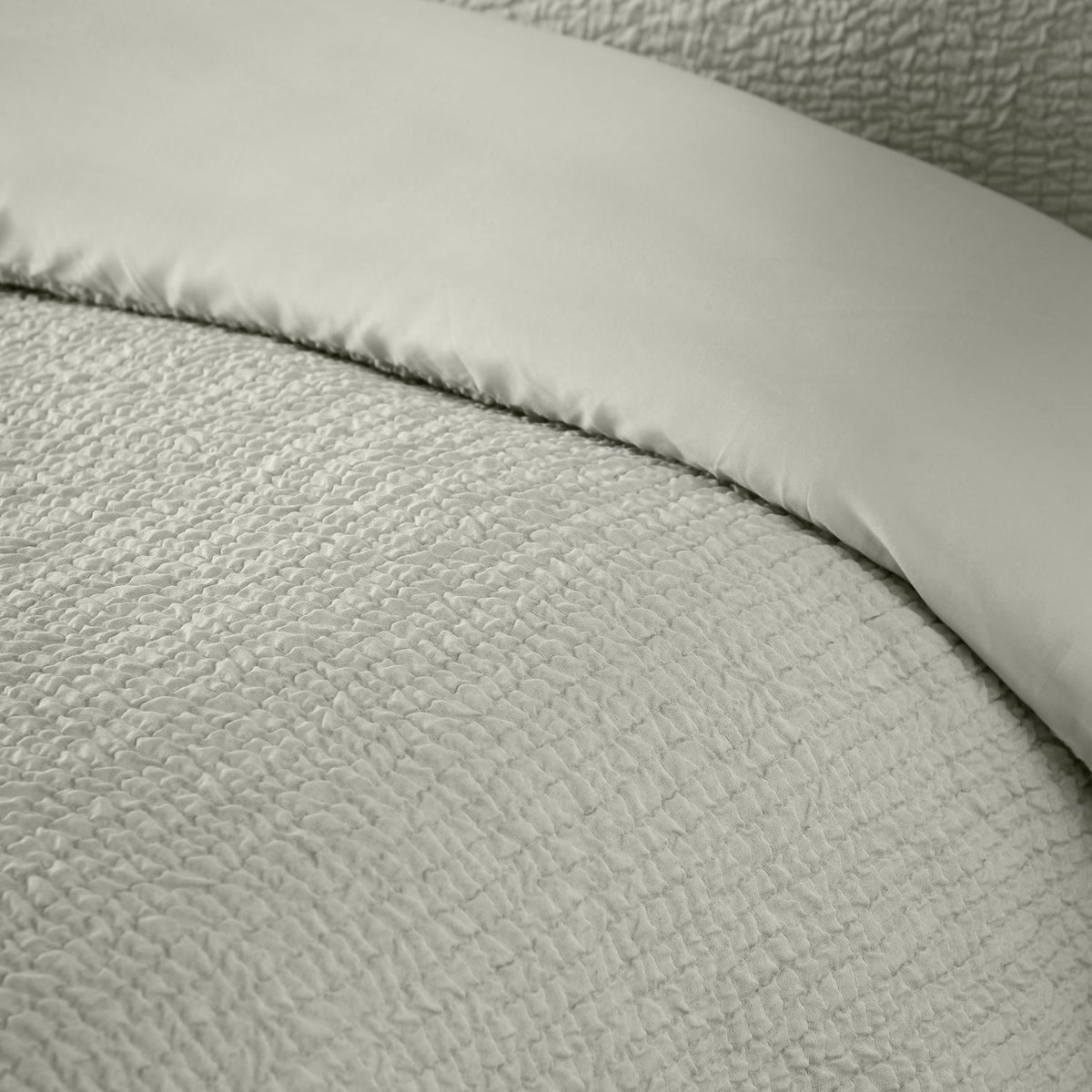 Catherine Lansfield Crinkle Seersucker Duvet Cover Set - Crinkle Seersucker Green Duvet Set