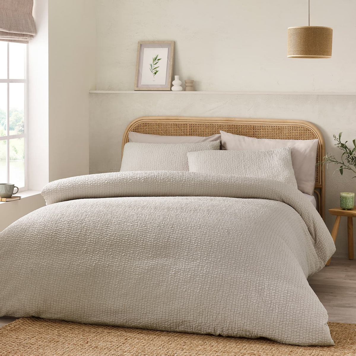 Catherine Lansfield Crinkle Seersucker Duvet Cover Set