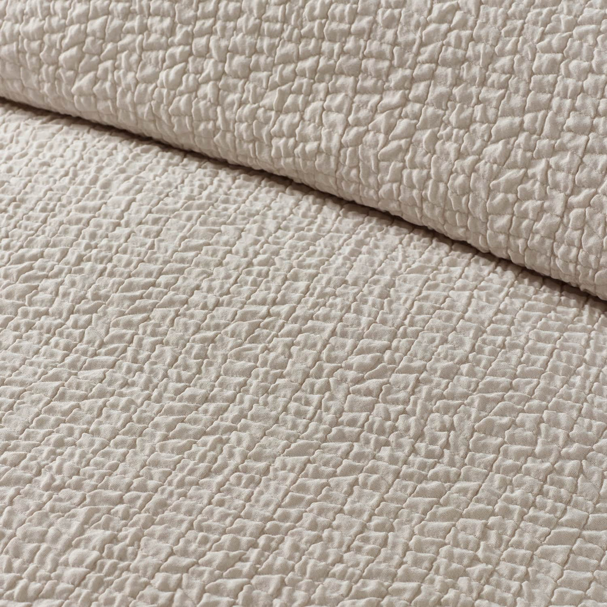 Catherine Lansfield Crinkle Seersucker Duvet Cover Set - Crinkle Texture Natural Duvet Set