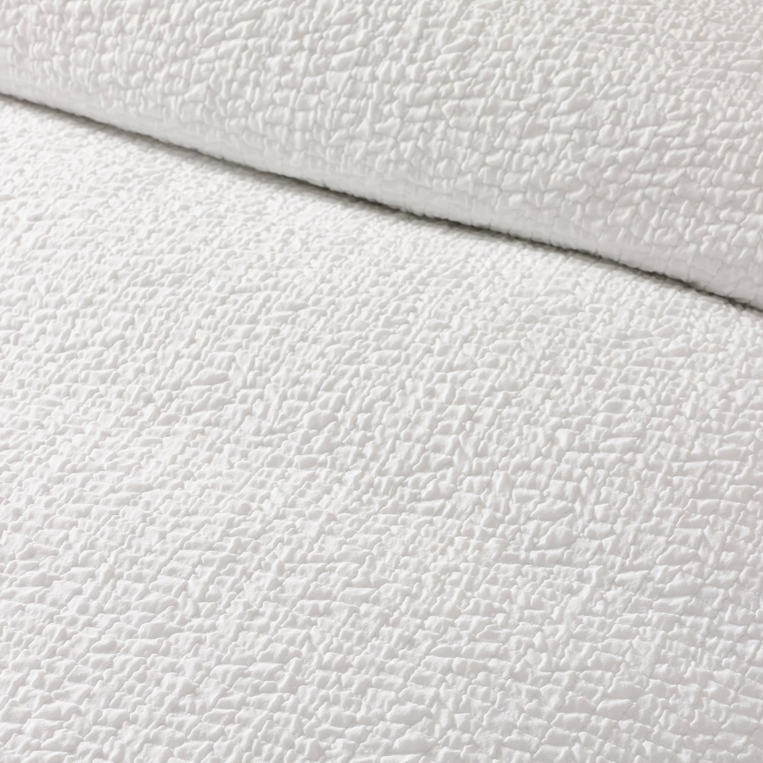 Catherine Lansfield Crinkle Seersucker Duvet Cover Set - Crinkle Texture White Duvet Set