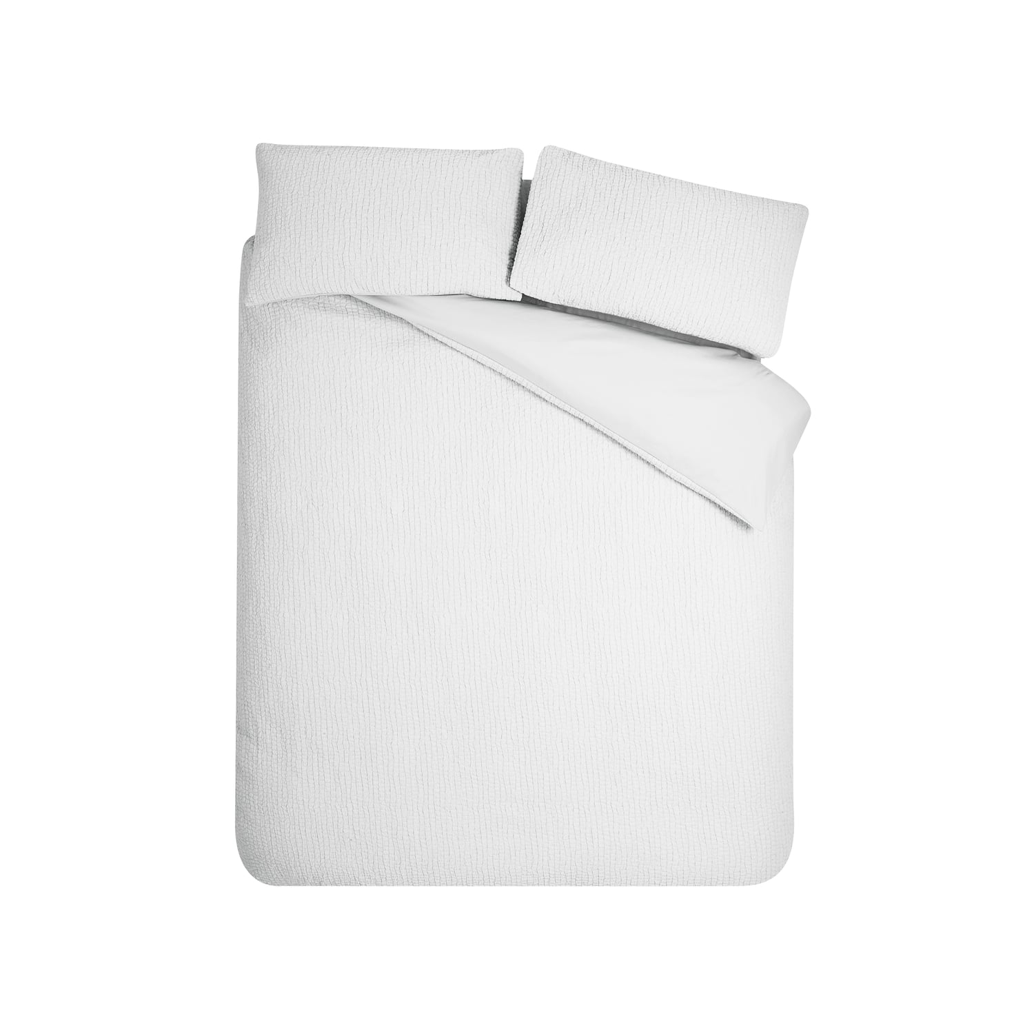 Catherine Lansfield Crinkle Seersucker Duvet Cover Set - Crinkle Texture White Duvet Set