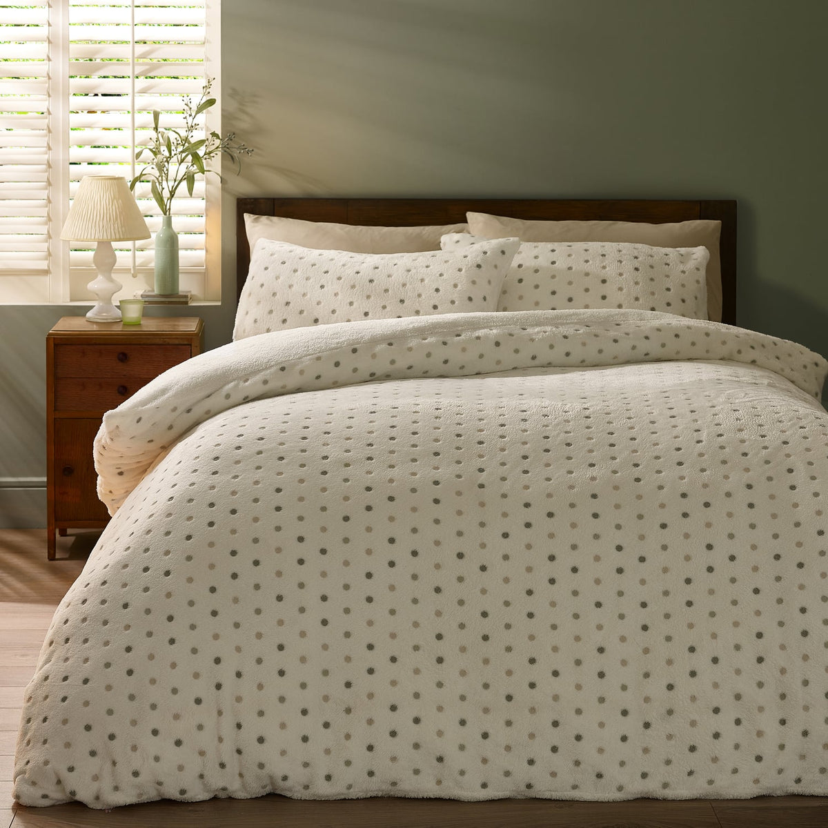Catherine Lansfield Cosy Spot Duvet Cover Set - Cream - Cosy Spot Duvet Set